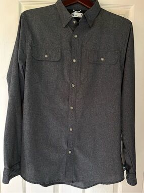 Men's Long-Sleeve Button-Up tech Shirt - Charcoal Gray
